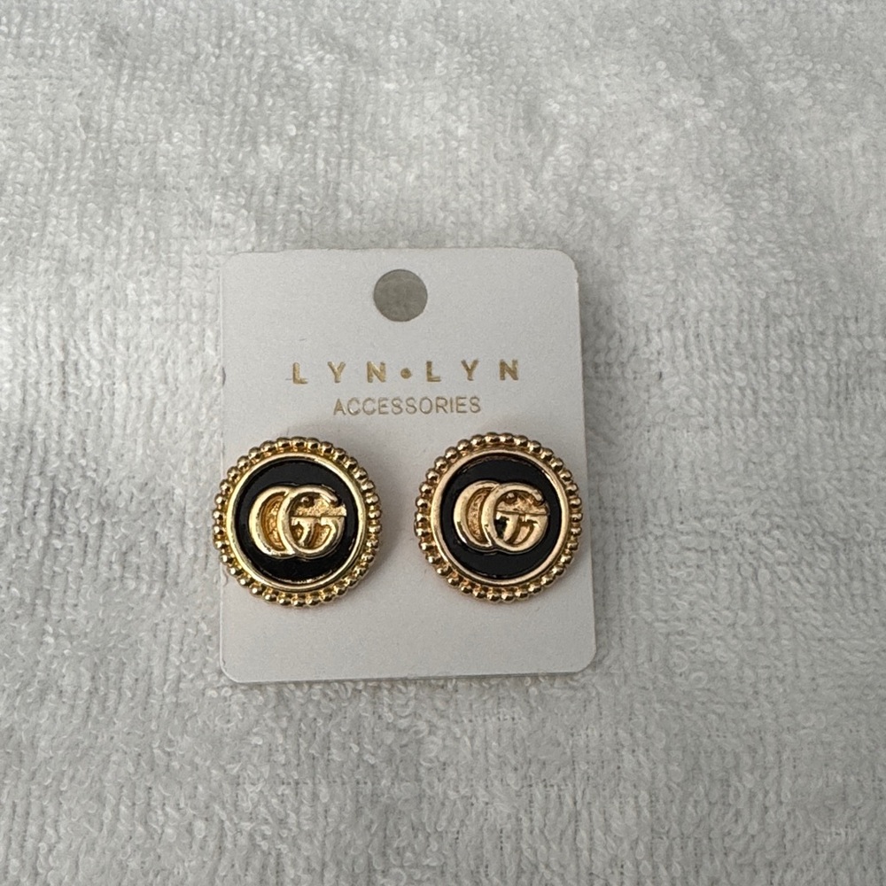 Lyn Lyn Gold and Black Statement Earrings